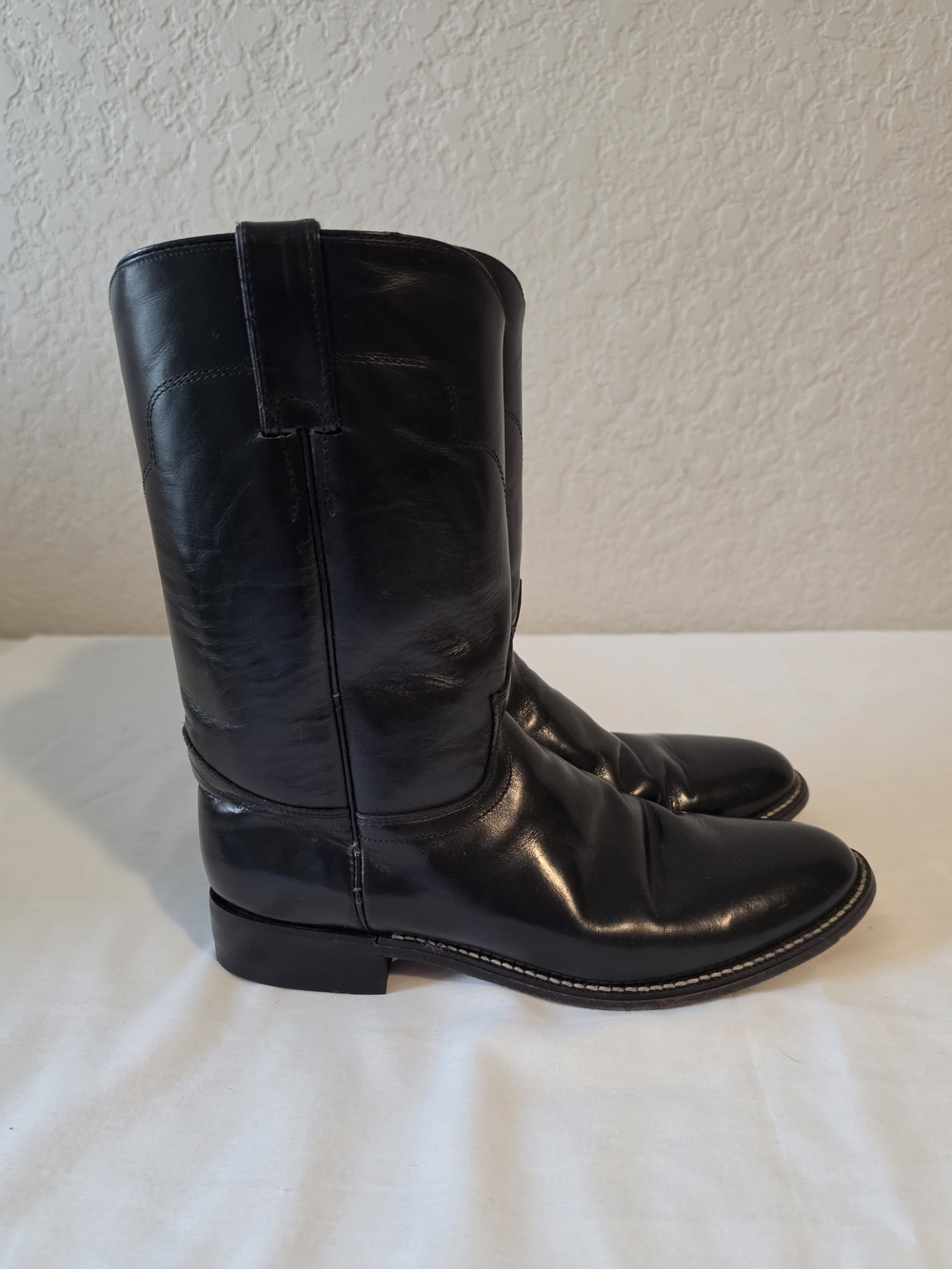 Vintage Tony Lama Black Women's 8.5B Leather Western Roper Cowboy Boots 90s